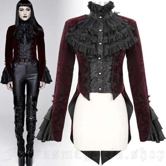 BNWT Victorian Gothic deep red velvet jacket - Picture 1 of 5